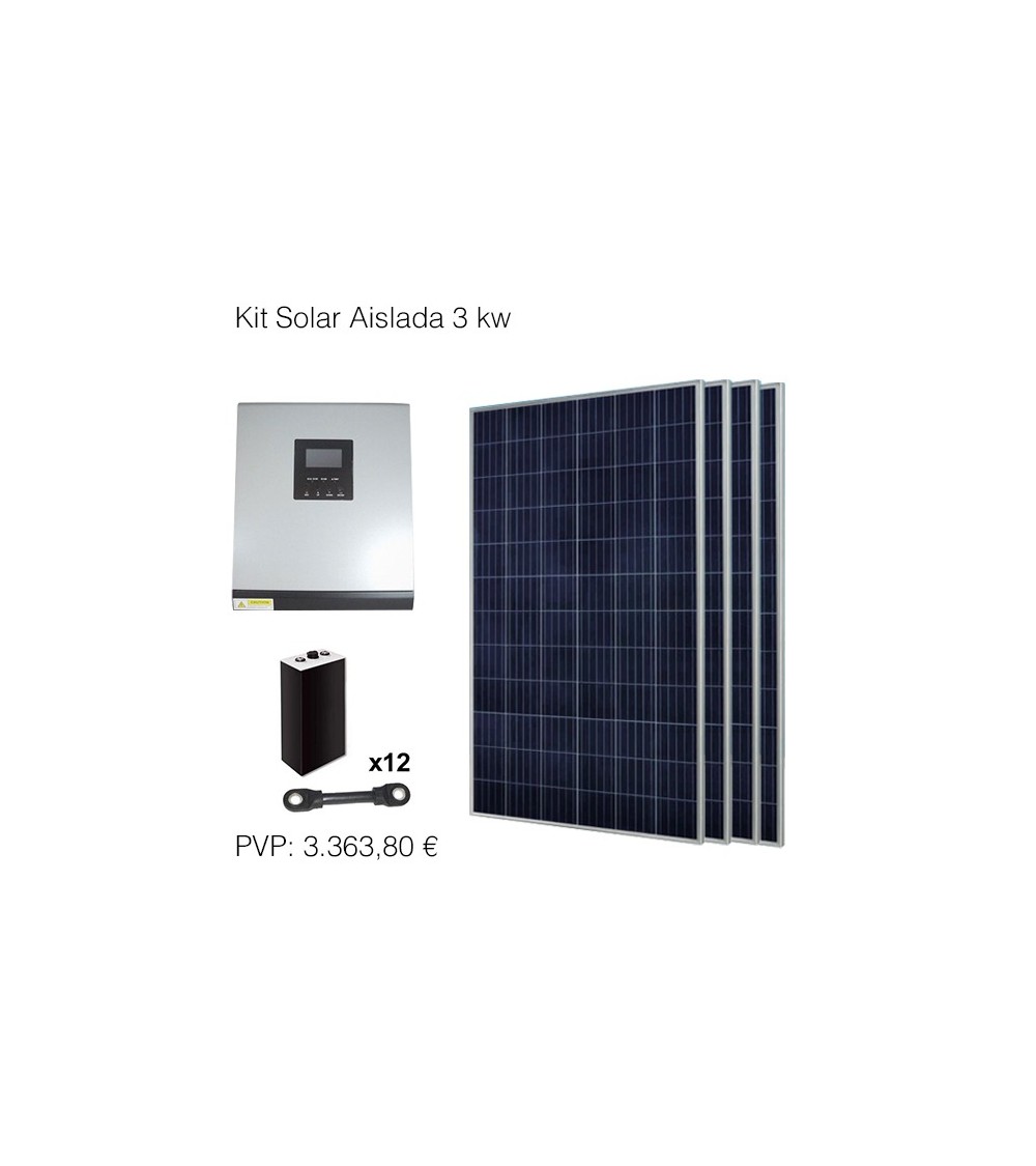 Kit solar aislada 3kw batería pzs 560Ah