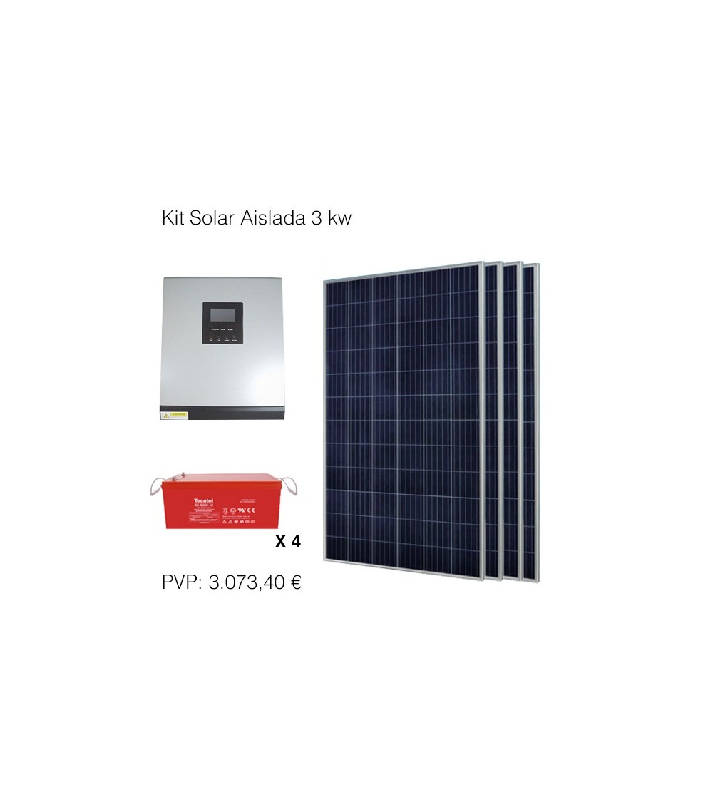 Kit solar aislada 4 paneles x 4 baterías gel